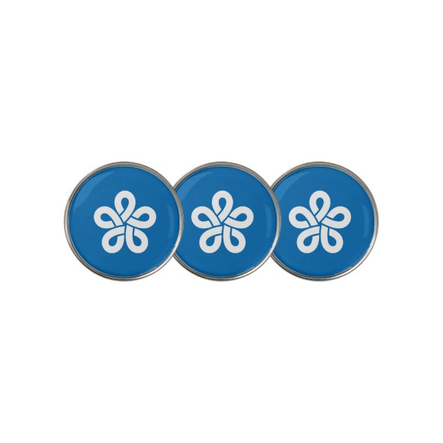 Flag of Fukuoka Prefecture, Japan Golf Ball Marker (3 Up)