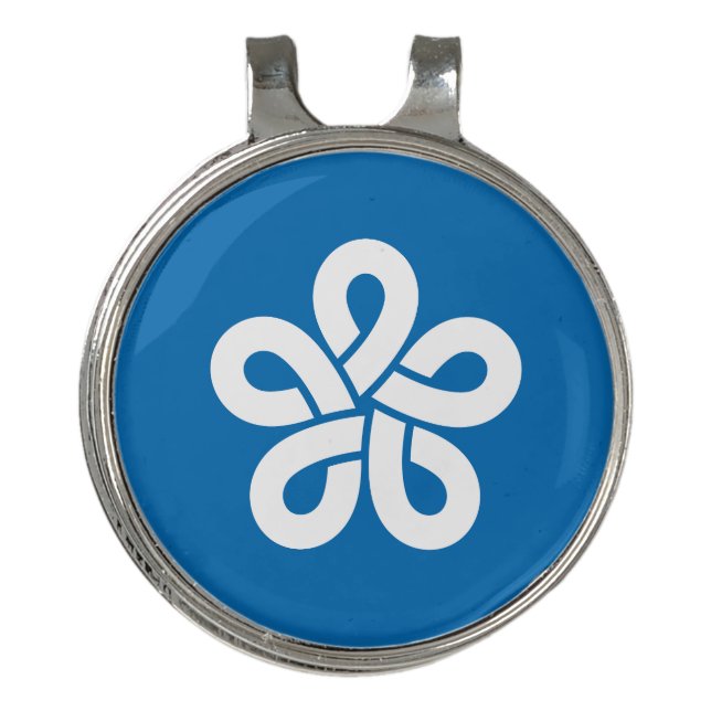 Flag of Fukuoka Prefecture, Japan Golf Hat Clip (Front)