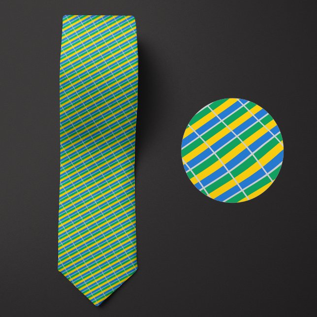 Flag of Gabon Pattern Neck Tie (Creator Uploaded)