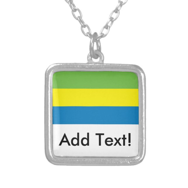 Flag of Gabon Silver Plated Necklace (Front)