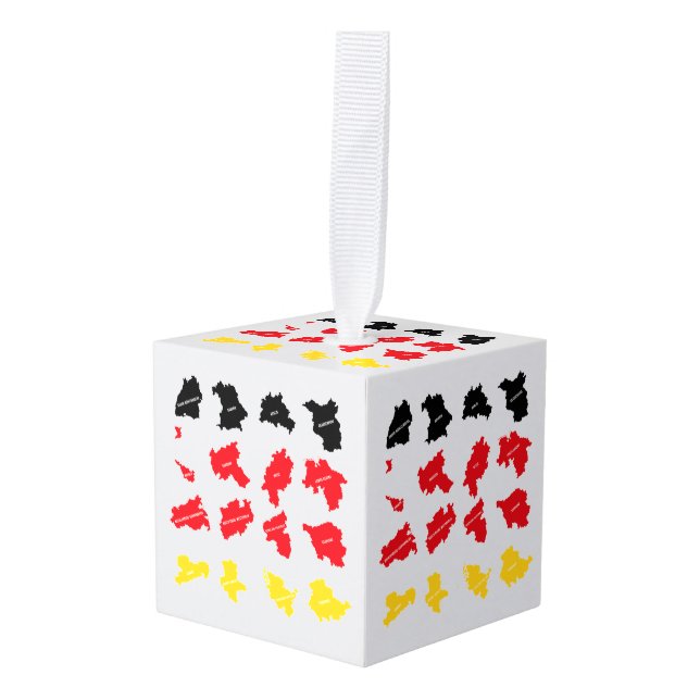 Flag of German States Cube Ornament (Front Angled)