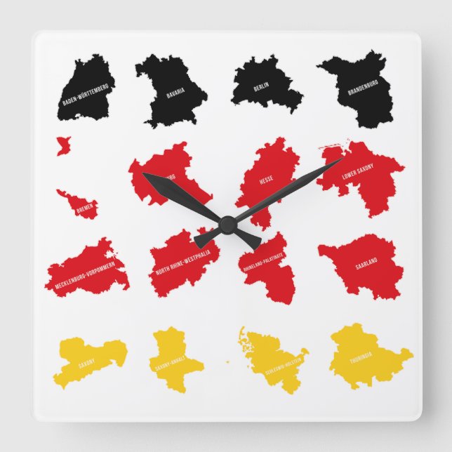 Flag of German States Square Wall Clock (Front)