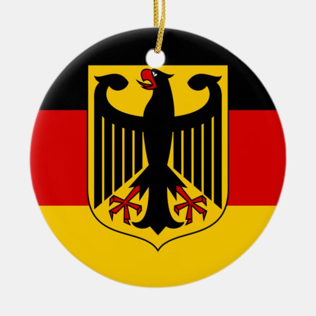 Flag of Germany and Coat of Arms Ceramic Ornament (Front)