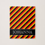[ Thumbnail: Flag of Germany Inspired Colored Stripes Pattern Jigsaw Puzzle ]