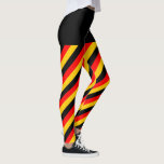 [ Thumbnail: Flag of Germany Inspired Colored Stripes Pattern Leggings ]