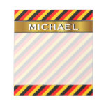 [ Thumbnail: Flag of Germany Inspired Colored Stripes Pattern Notepad ]
