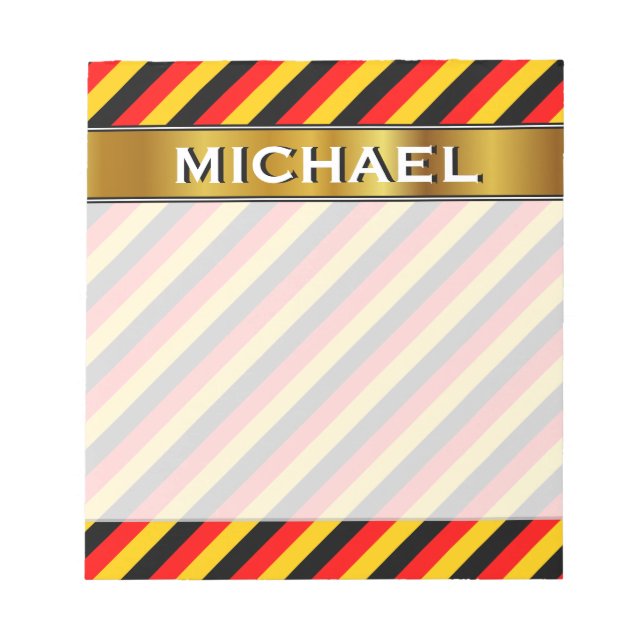 Flag of Germany Inspired Colored Stripes Pattern Notepad (Front)