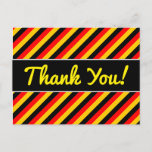 [ Thumbnail: Flag of Germany Inspired Colored Stripes Pattern Postcard ]