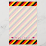 [ Thumbnail: Flag of Germany Inspired Colored Stripes Pattern Stationery ]