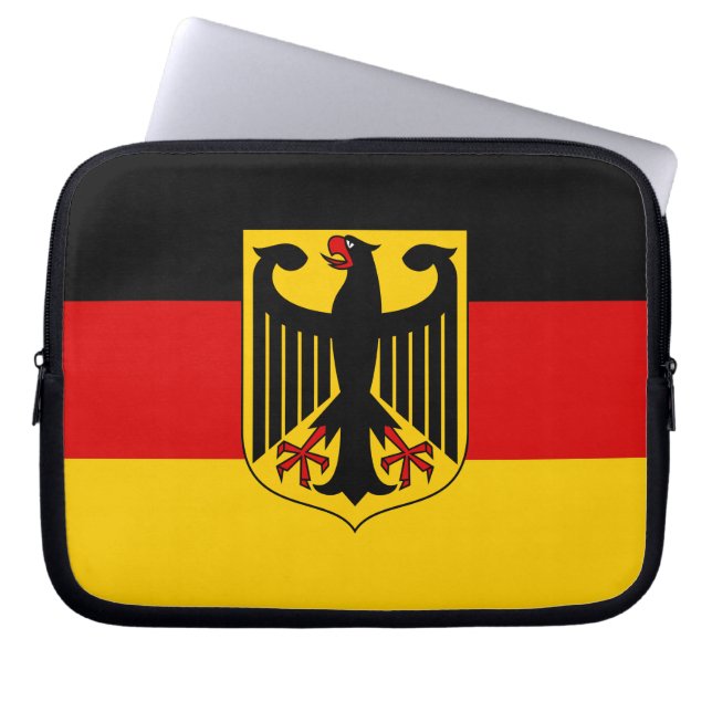 Flag of Germany with Crest Laptop Sleeve (Front)