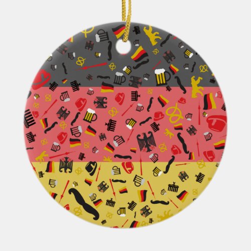 Flag of Germany with German items Ceramic Ornament