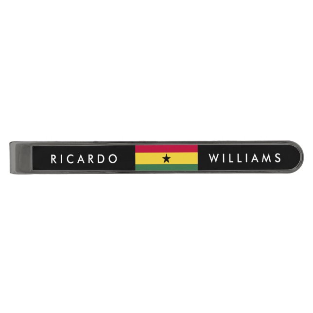 Flag of Ghana Gunmetal Finish Tie Bar (Front)
