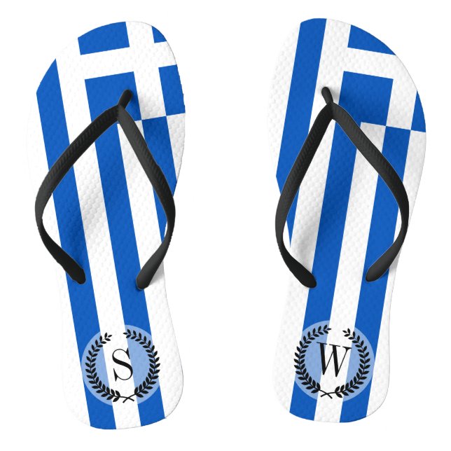 Flag of Greece Flip Flops (Footbed)