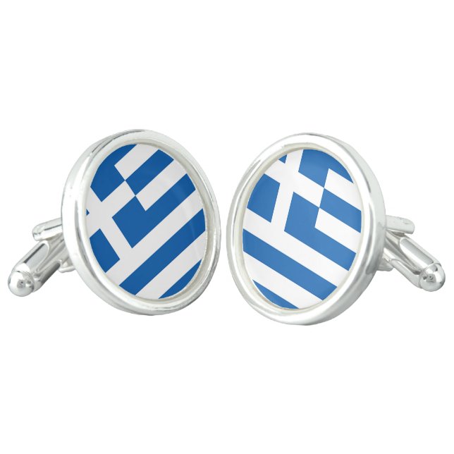Flag of Greece, Greek Cufflinks (Angled)