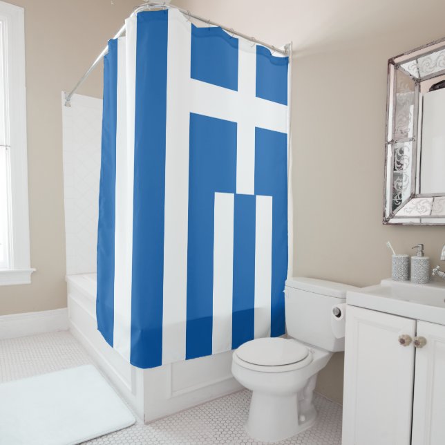 Flag of Greece Greek Flag Shower Curtain (In Situ)