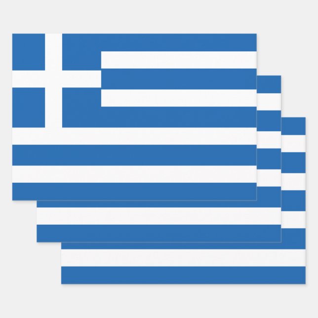 Flag of Greece Greek Flag Wrapping Paper Sheets (Set)