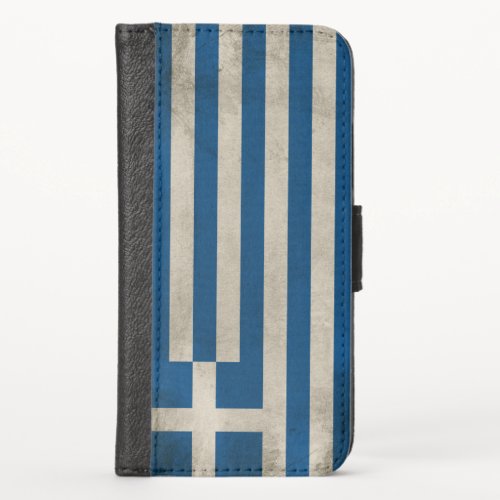 Flag of Greece Grunge iPhone X Wallet Case