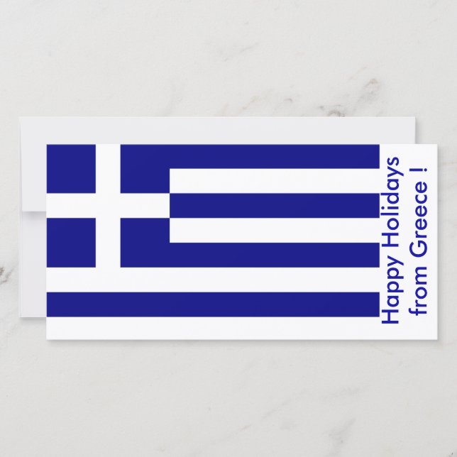 Flag of Greece, Happy Holidays from Greece Holiday Card (Front)