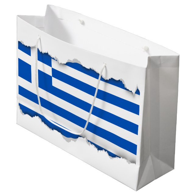 Flag of Greece Large Gift Bag (Front Angled)