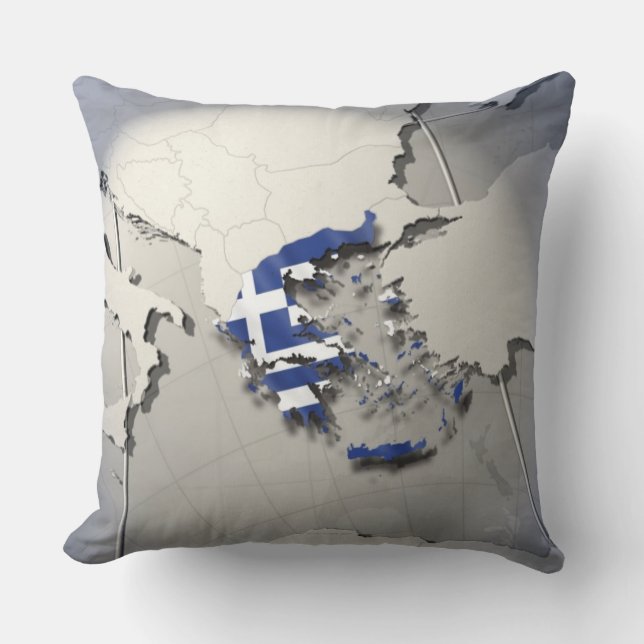 Flag of Greece Throw Pillow (Front)