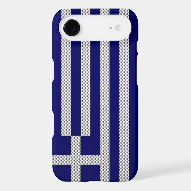 Flag of Greece with Carbon Fiber Effect Case-Mate iPhone Case (Back)