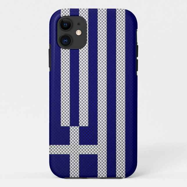 Flag of Greece with Carbon Fiber Effect Case-Mate iPhone Case (Back)