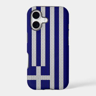 Flag of Greece with Carbon Fiber Effect iPhone 17 Case