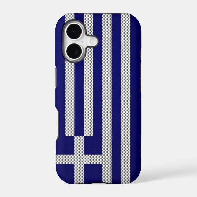 Flag of Greece with Carbon Fiber Effect Iphone Case (Back)