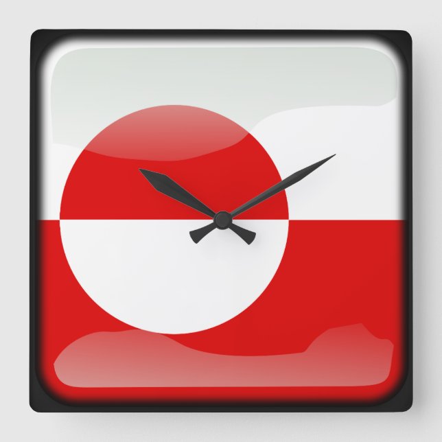 Flag of Greenland Square Wall Clock (Front)