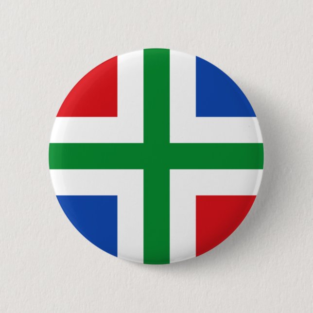 Flag of Groningen (province) Button (Front)