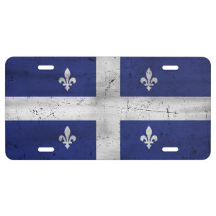 Flag of grunge Quebec eroded style License Plate