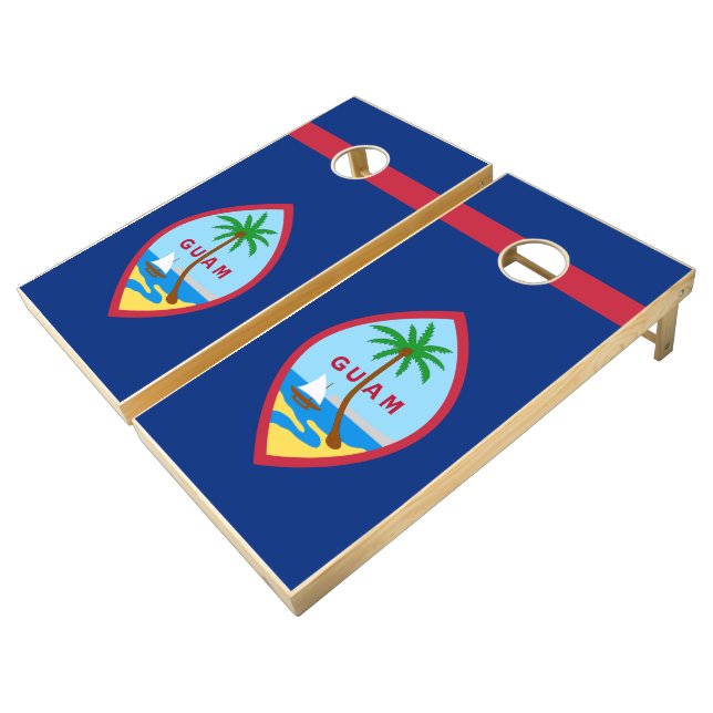Flag of Guam Cornhole Set (Angled)
