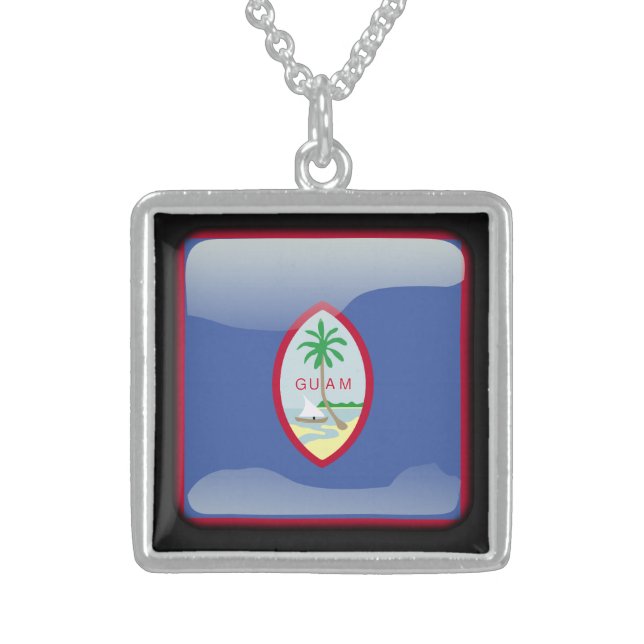 Flag of Guam Sterling Silver Necklace (Front)