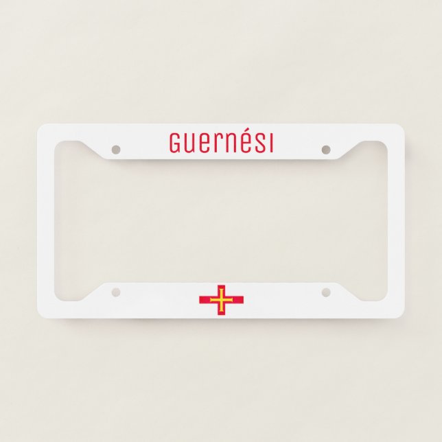 Flag of Guernési  License Plate Frame (Front)