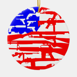 Flag Of Guns 2nd Amendment Ceramic Ornament