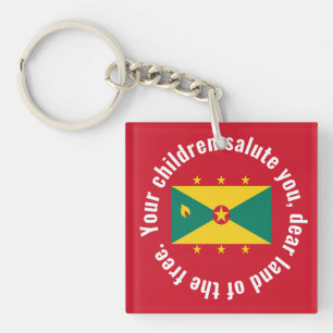 Flag of Guyana National Anthem Red Green Yellow Keychain