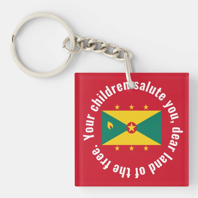 Flag of Guyana National Anthem Red Green Yellow Keychain (Front)