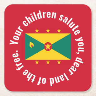Flag of Guyana National Anthem Red Green Yellow Square Paper Coaster