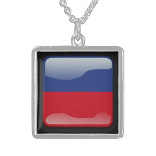 Flag of Haiti Sterling Silver Necklace