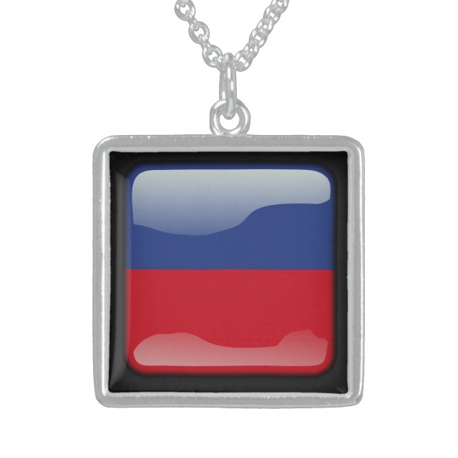 Flag of Haiti Sterling Silver Necklace (Front)
