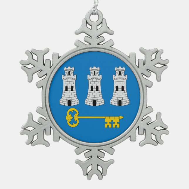 Flag of Havana, Cuba Snowflake Pewter Christmas Or Ornament (Front)