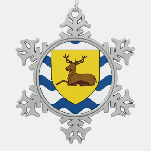 Flag of Hertfordshire Snowflake Pewter Christmas Ornament