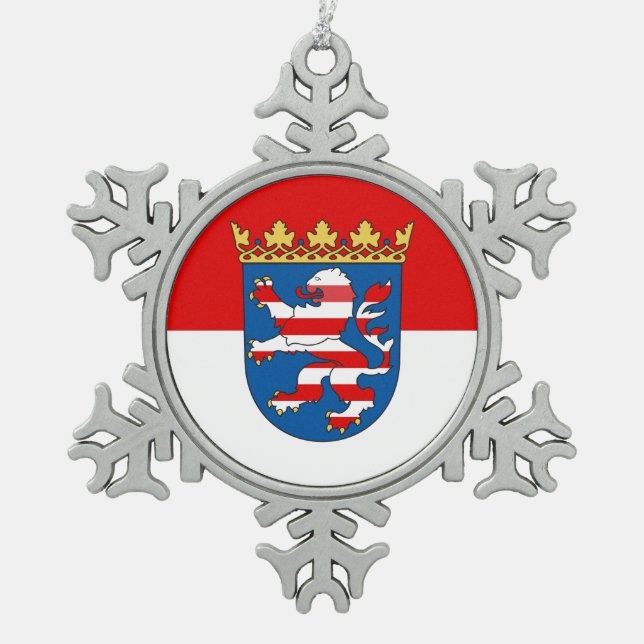 Flag of Hesse Snowflake Pewter Christmas Ornament (Front)