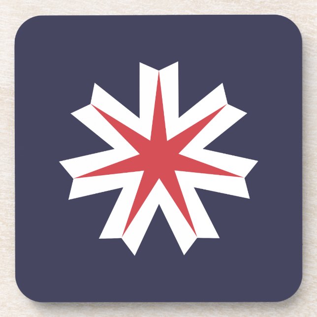 Flag of Hokkaido Prefecture, Japan Beverage Coaster (Front)