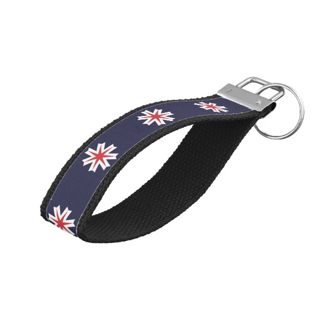 Flag of Hokkaido Prefecture, Japan Wrist Keychain (Angled Up)