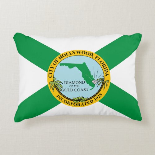 Flag of Hollywood Florida Accent Pillow