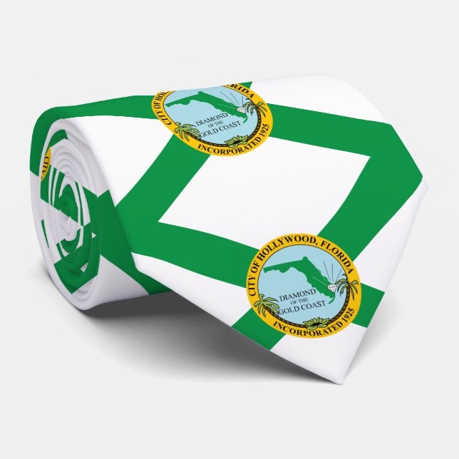Flag of Hollywood, Florida Neck Tie (Rolled)