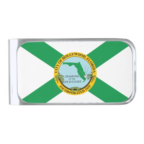 Flag of Hollywood Florida Silver Finish Money Clip