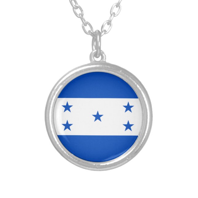 Flag of Honduras Silver Plated Necklace (Front)