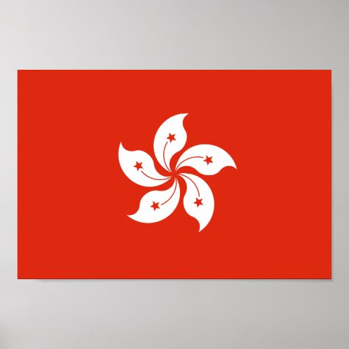 Flag of Hong Kong Bauhinia Blakeana HK Flag Poster